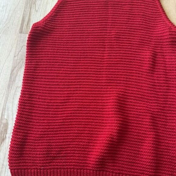 Ralph Lauren Womens Red Crew Neck Cotton Jumper Vest - Picture 3 of 4